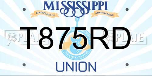 T875RD Mississippi License Plate