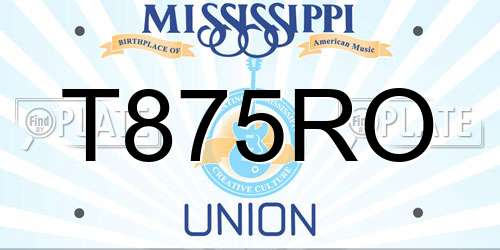T875RO Mississippi License Plate