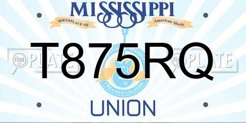 T875RQ Mississippi License Plate