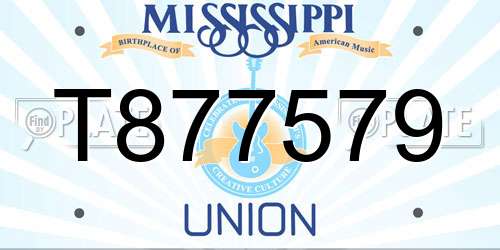T877579 Mississippi License Plate