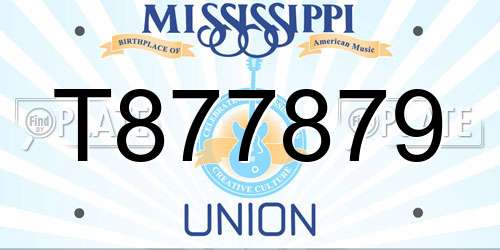 T877879 Mississippi License Plate