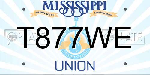T877WE Mississippi License Plate