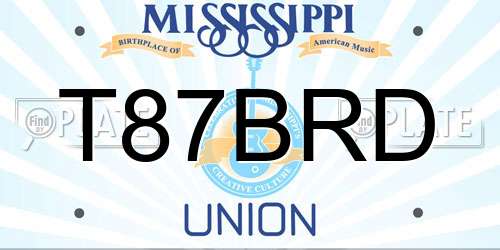 T87BRD Mississippi License Plate