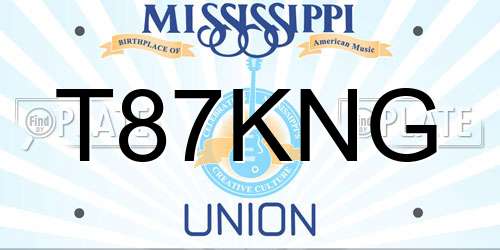 T87KNG Mississippi License Plate