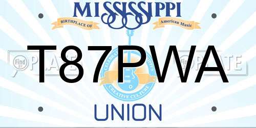 T87PWA Mississippi License Plate