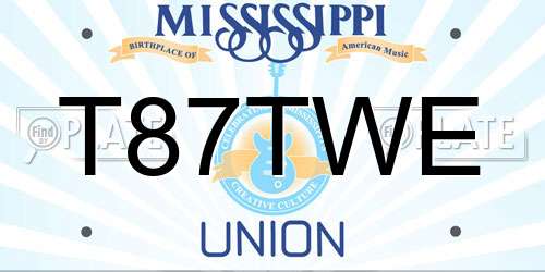 T87TWE Mississippi License Plate