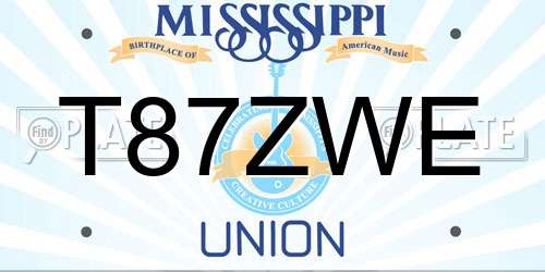T87ZWE Mississippi License Plate