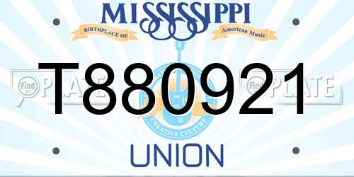 T880921 Mississippi License Plate