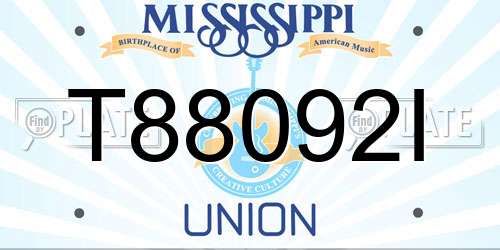 T88092I Mississippi License Plate