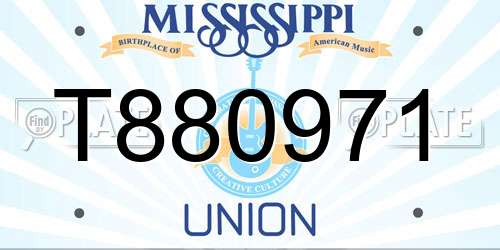T880971 Mississippi License Plate