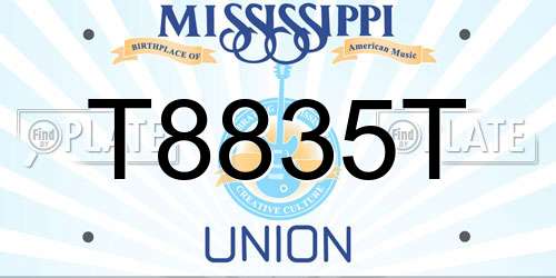 T8835T Mississippi License Plate