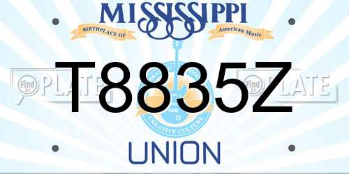 T8835Z Mississippi License Plate
