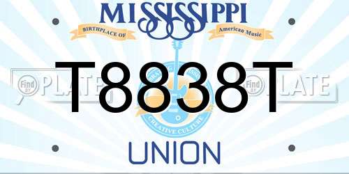 T8838T Mississippi License Plate