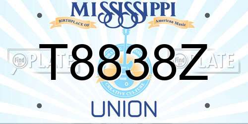 T8838Z Mississippi License Plate