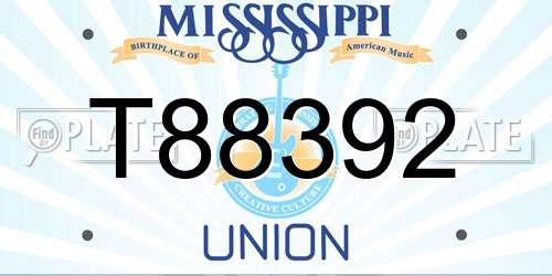 T88392 Mississippi License Plate