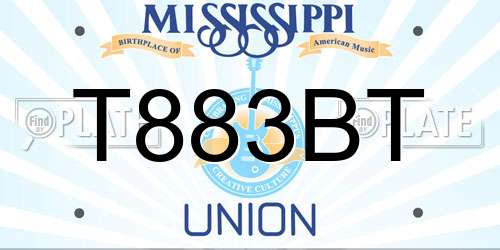T883BT Mississippi License Plate