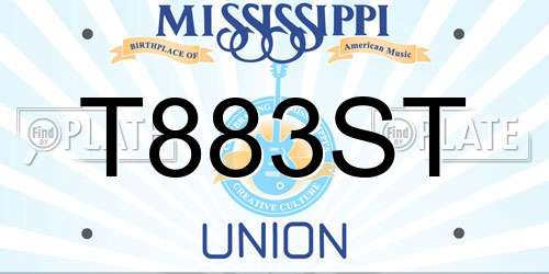 T883ST Mississippi License Plate