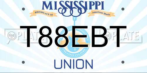 T88EBT Mississippi License Plate
