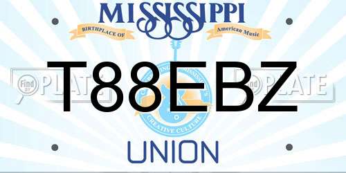 T88EBZ Mississippi License Plate