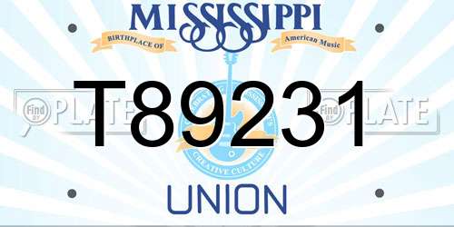 T89231 Mississippi License Plate