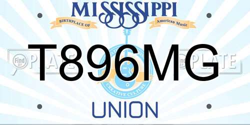 T896MG Mississippi License Plate