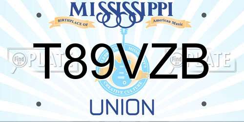 T89VZB Mississippi License Plate
