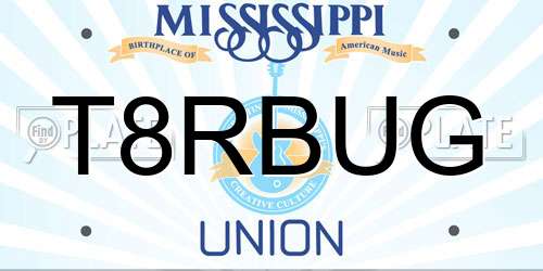 T8RBUG Mississippi License Plate