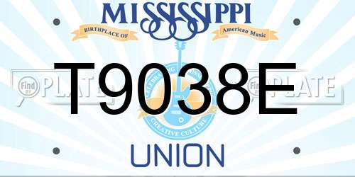 T9038E Mississippi License Plate