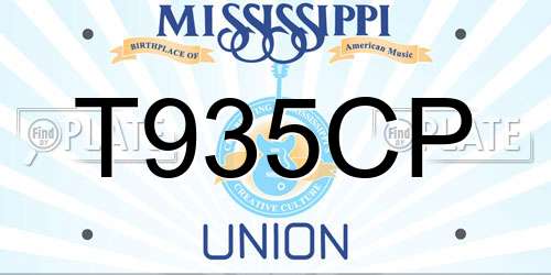 T935CP Mississippi License Plate