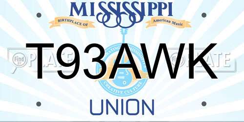 T93AWK Mississippi License Plate