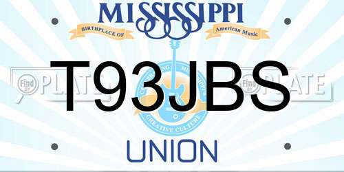 T93JBS Mississippi License Plate