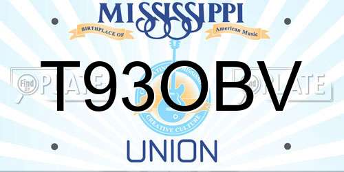 T93OBV Mississippi License Plate