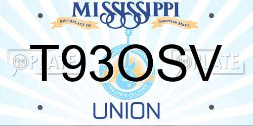 T93OSV Mississippi License Plate