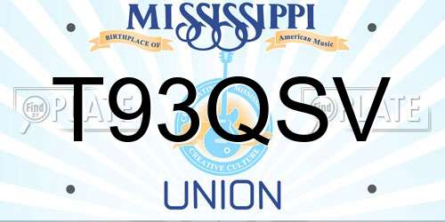 T93QSV Mississippi License Plate