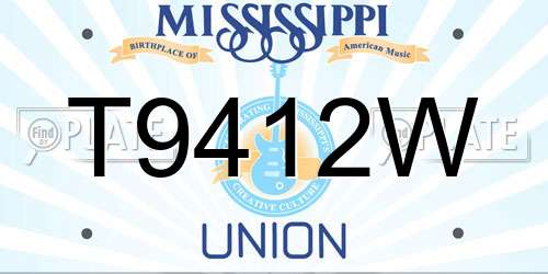 T9412W Mississippi License Plate