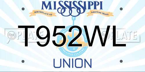T952WL Mississippi License Plate