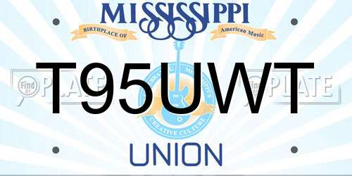 T95UWT Mississippi License Plate