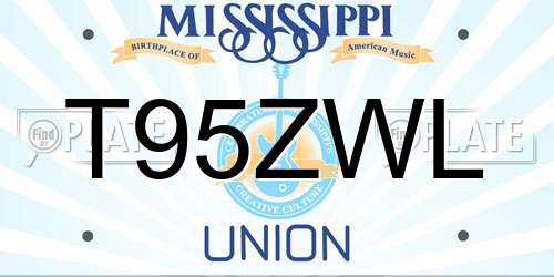 T95ZWL Mississippi License Plate