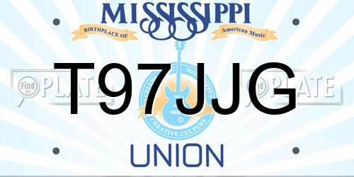 T97JJG Mississippi License Plate