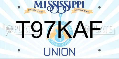 T97KAF Mississippi License Plate