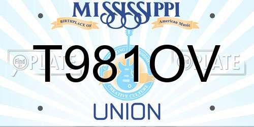 T981OV Mississippi License Plate