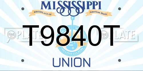 T9840T Mississippi License Plate