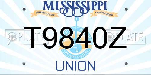 T9840Z Mississippi License Plate