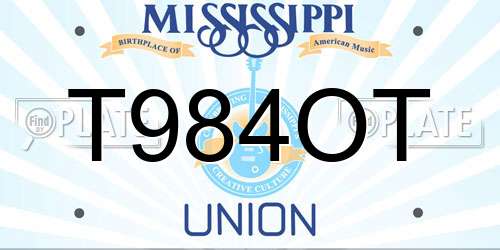 T984OT Mississippi License Plate