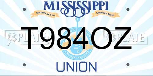 T984OZ Mississippi License Plate