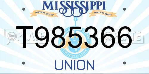 T985366 Mississippi License Plate