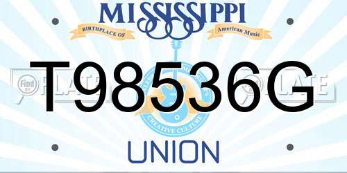 T98536G Mississippi License Plate