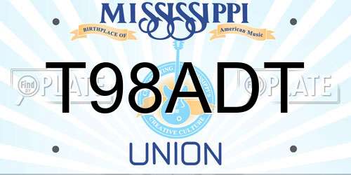 T98ADT Mississippi License Plate