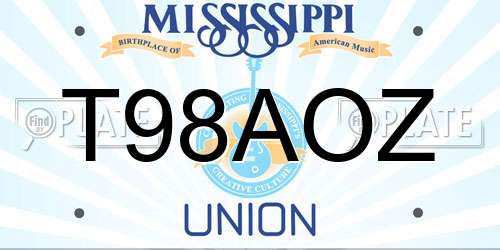 T98AOZ Mississippi License Plate