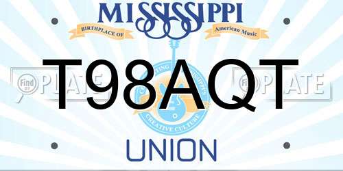 T98AQT Mississippi License Plate